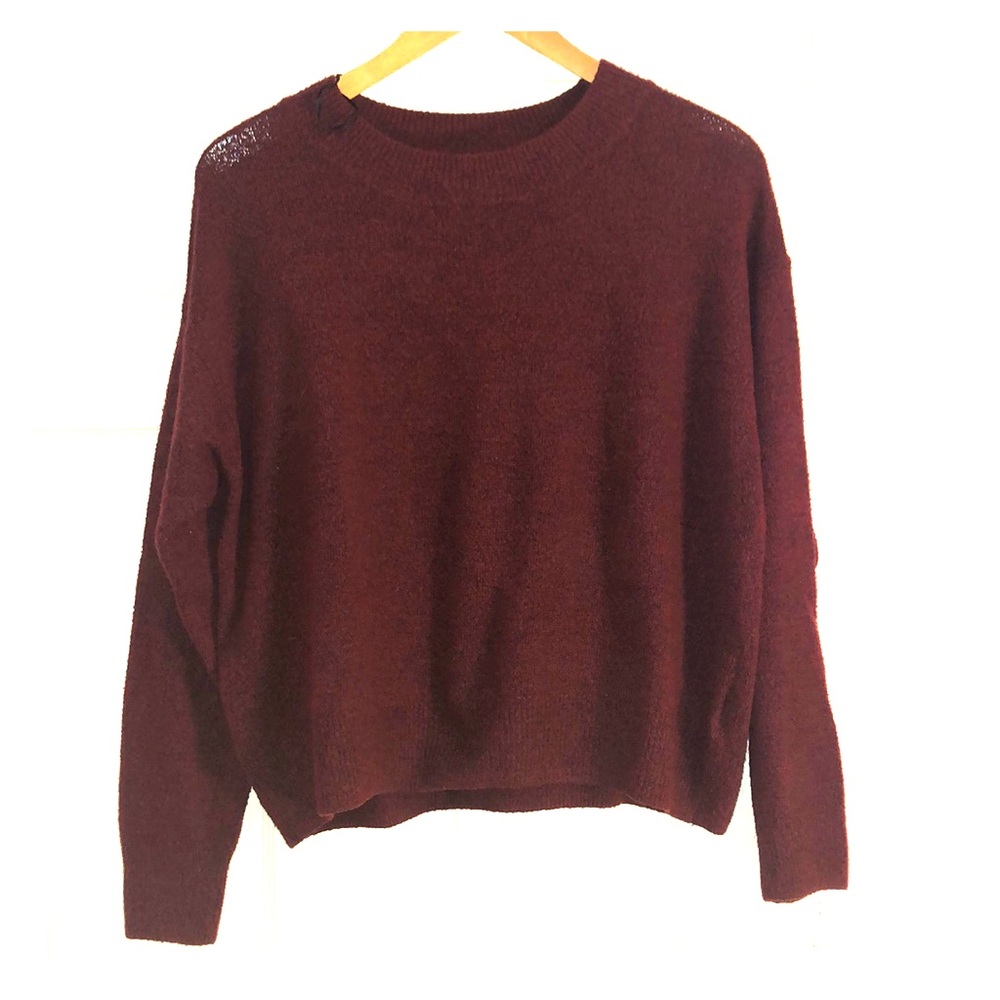 H&M dark red fuzzy sweater
